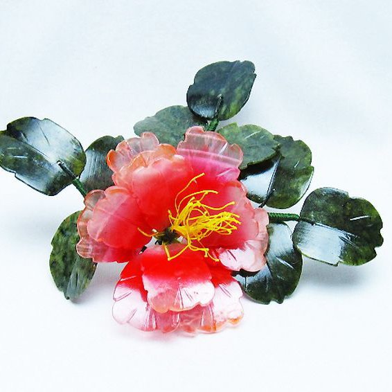 アゲートツツジ鉢植え 置物[T726-1592]