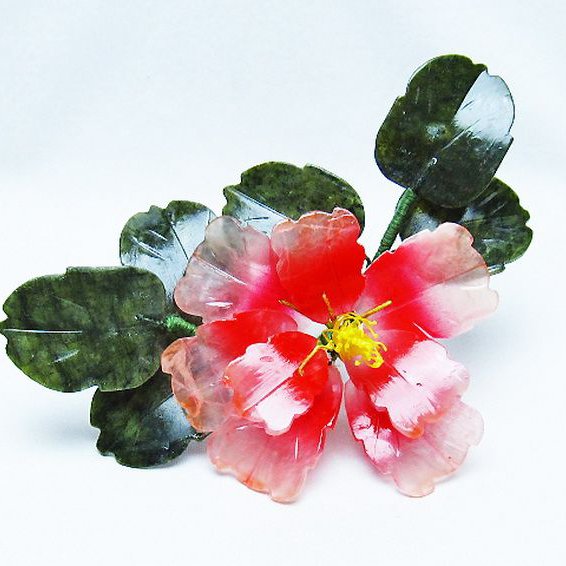 アゲートツツジ鉢植え 置物[T726-1600]