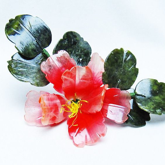 アゲートツツジ鉢植え 置物[T726-1603]