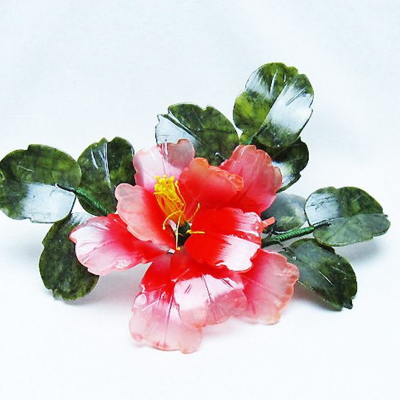 アゲートツツジ鉢植え 置物[T726-1608]