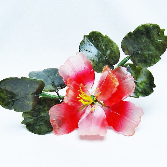 アゲートツツジ鉢植え 置物[T726-1609]