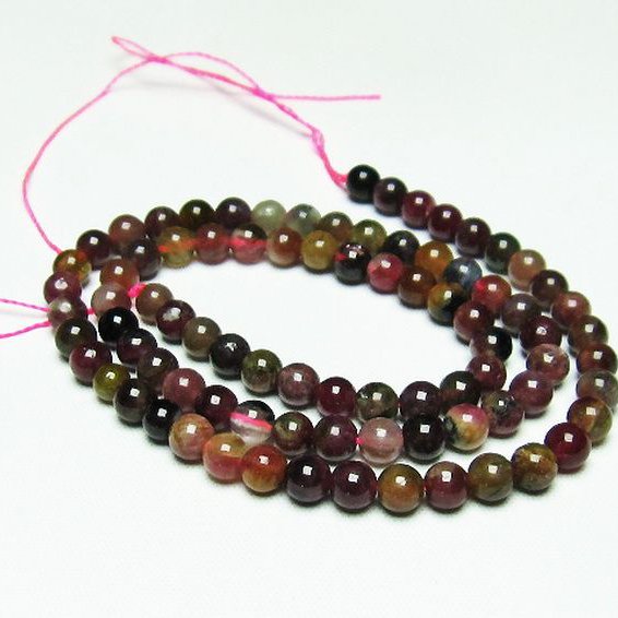 ミックスカラー トルマリン 一連 ビーズ 5mm [t75-6814]