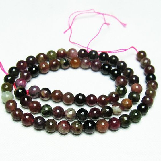 ミックスカラー トルマリン 一連 ビーズ 6mm [t75-6928]