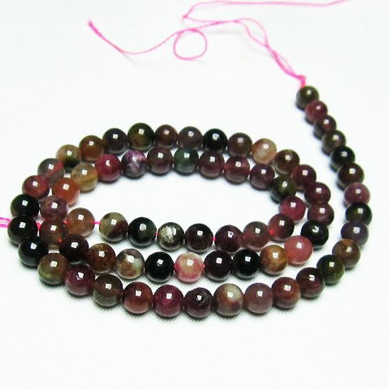 ミックスカラー トルマリン 一連 ビーズ 6mm [t75-6953]