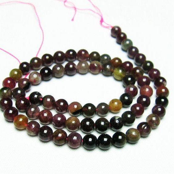 ミックスカラー トルマリン 一連 ビーズ 6mm [t75-6959]