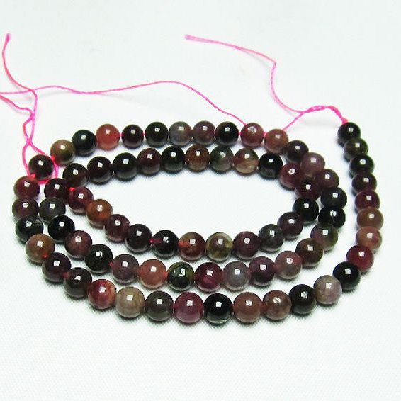 ミックスカラー トルマリン 一連 ビーズ 6mm [t75-6998]