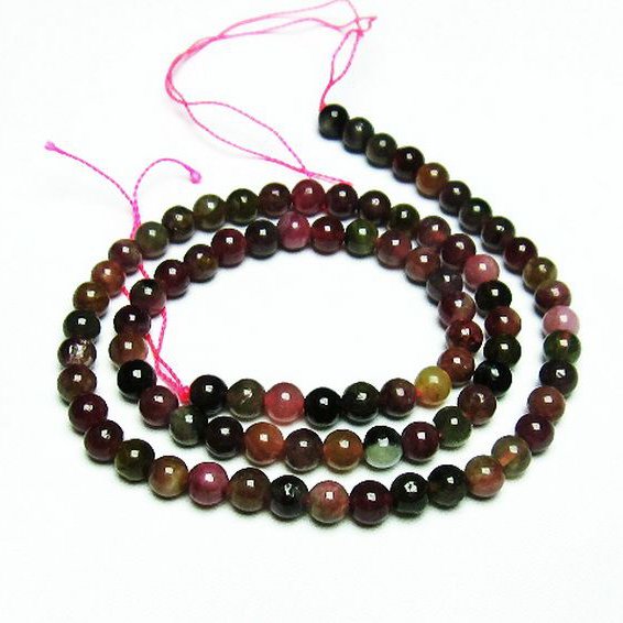 ミックスカラー トルマリン 一連 ビーズ 5mm [t75-7027]