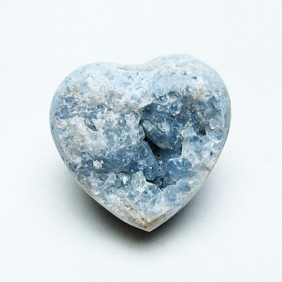 セレスタイト 天青石 ハートシェイプ 原石 [t756-6087]