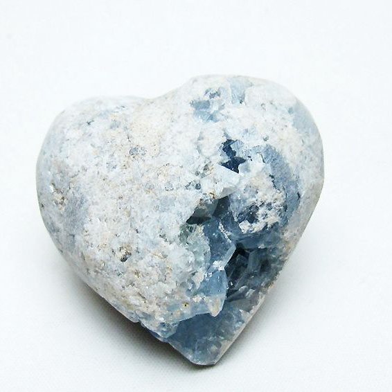 セレスタイト 天青石 ハートシェイプ 原石[T756-6109]