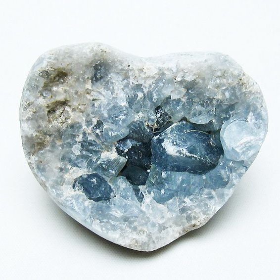 セレスタイト 天青石 ハートシェイプ 原石 [t756-6135]