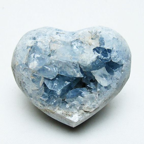 セレスタイト 天青石 ハートシェイプ 原石 [t756-6157]