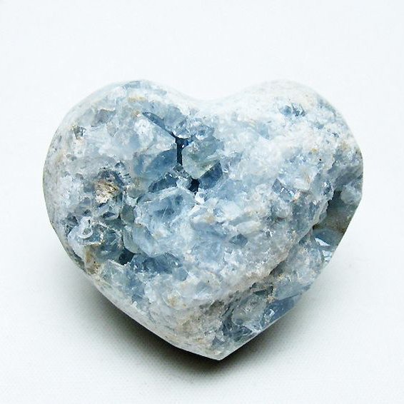 セレスタイト 天青石 ハートシェイプ 原石 [t756-6163]