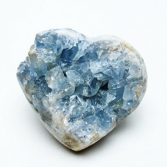 セレスタイト 天青石 ハートシェイプ 原石 [t756-6212]