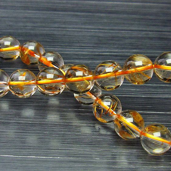 放射ゴールドタイチンルチル ブレスレット 9mm [T76-2597]