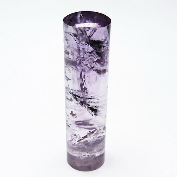 虹入り アメジスト 印材　※別途料金で篆刻可能 15mm [T78-626]