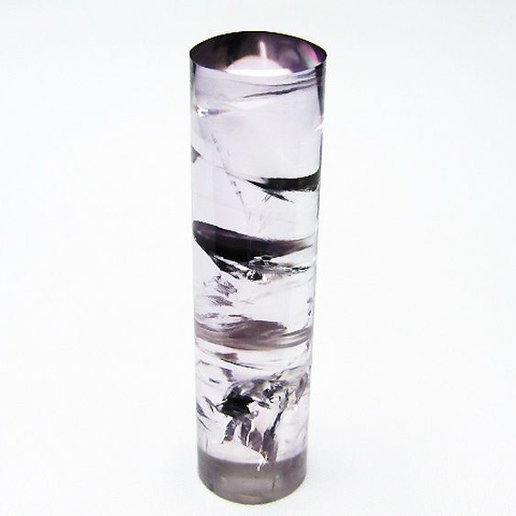 虹入り アメジスト 印材　※別途料金で篆刻可能 15mm [T78-633]