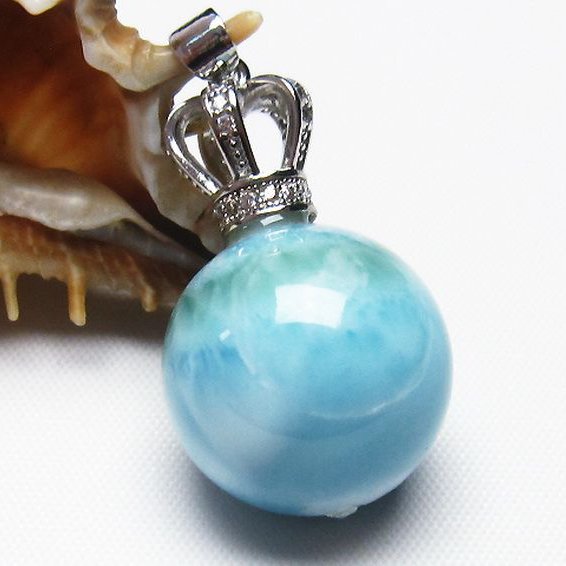 ラリマー 丸玉  ペンダント 18mm [T8-7913]