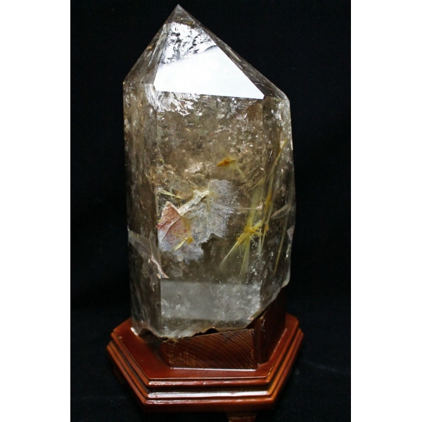 11.6Kg 放射タイチン入り フラワー 水晶 六角柱[T801-361]