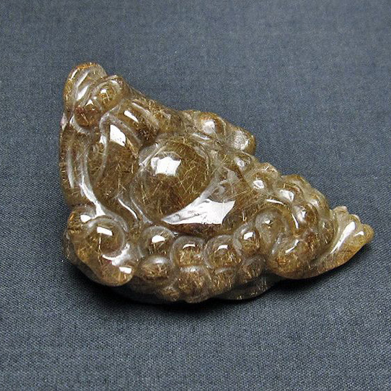 金針ルチルクォーツ 金蟾  置物[T801-491]