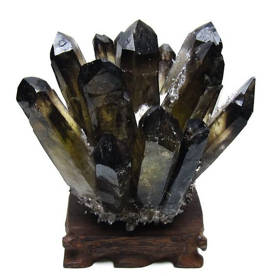 1.1Kg 黒水晶 ブラッククォーツ クラスター [t802-6278]