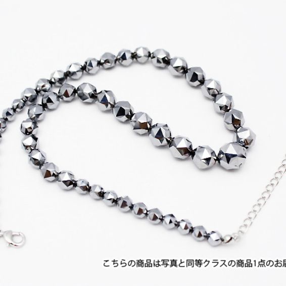 ★細胞活性化・健康★ テラヘルツネックレス 20面スターカット ミックスビーズタイプ12mm～6mm 高純度15N 《rv》 [T822-10]
