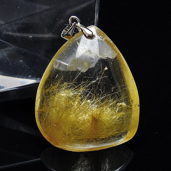 金針ルチル水晶 ペンダント [T86-7195]