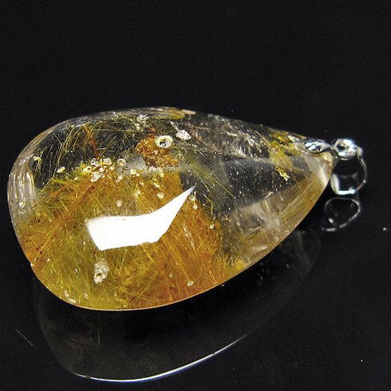 金針ルチル水晶 ペンダント [t86-7854]