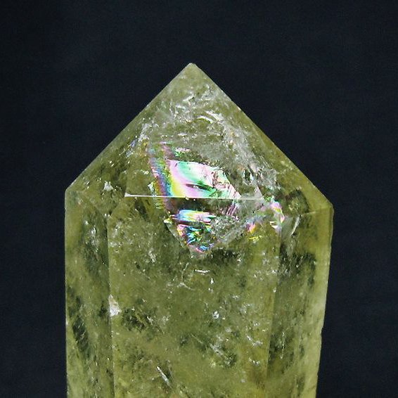 虹入り シトリン水晶 六角柱[T98-2221]