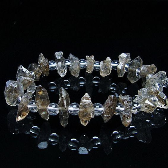 オイルインクォーツ （石油入り 水晶）  ブレスレット  パキスタン産 [T99-5813]