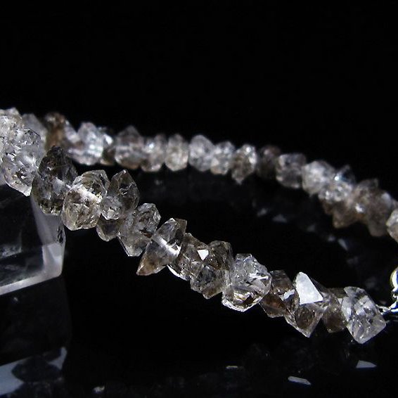 スティブナイト（輝安鉱）入り | ハーキマーダイヤモンド水晶 ブレスレット [T99-5896]