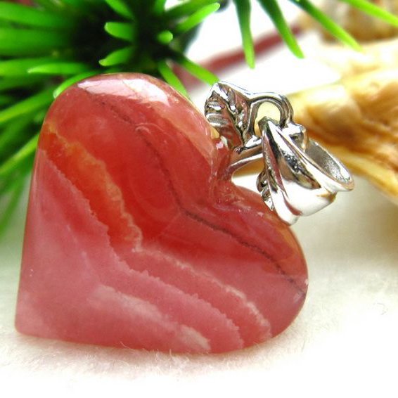 インカローズ ロードクロサイトハート ペンダント [W10-87]