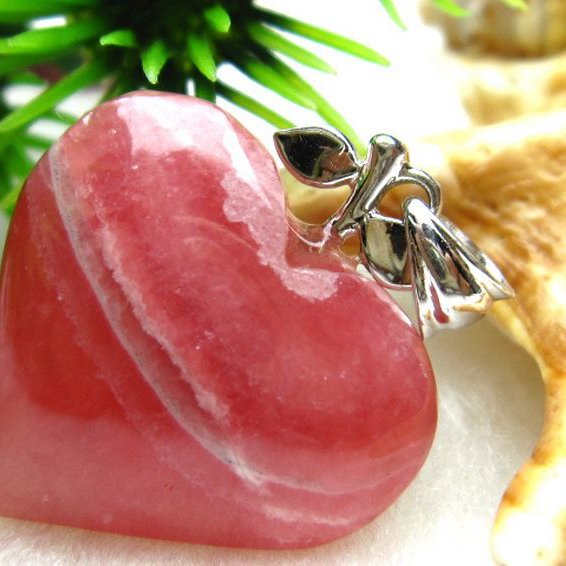 インカローズ ロードクロサイトハート ペンダント [W10-92]