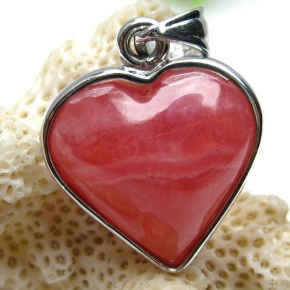 インカローズ ロードクロサイトハート ペンダント [W11-15]