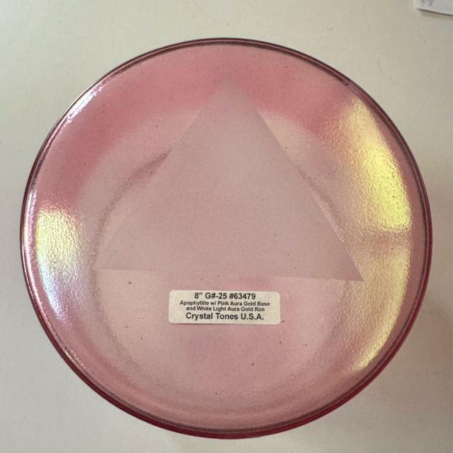 クリスタルボウル　アルケミー8inD+25 8インチ アポフィライト／ピンク オーラ ゴールド【G#+25】 アルケミー