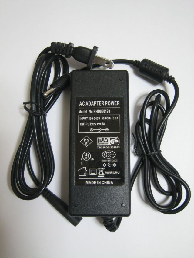 12V/3A PSE安定電源(AC:100-240V, プラグ2.1mmφ)