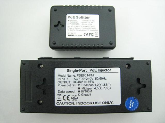 IEEE802.3af対応POE給電アダプタ(DC5V,9V,12V出力、4種類ジャック付属)