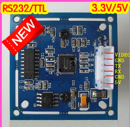 ビデオ（Video）出力付きRS232/JPEGシリアルカメラモジュール（TTL
