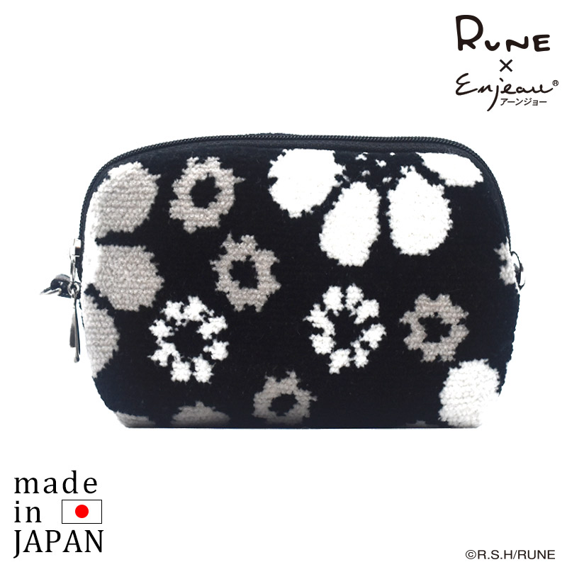 RUNE 内藤ルネ × アーンジョー：ミニポーチ モノトーンフラワー 2061