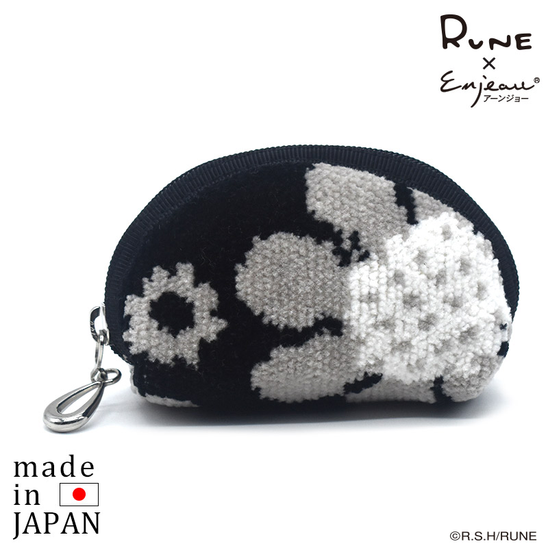 RUNE 内藤ルネ × アーンジョー：小銭入れ コインケース モノトーンフラワー 2061