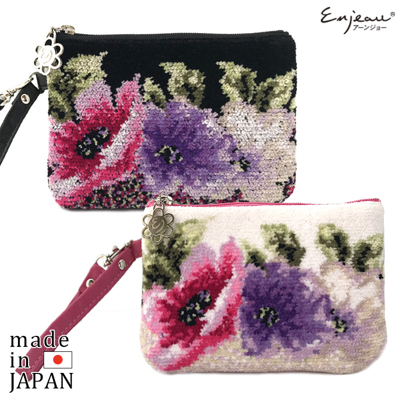 Enjeau(アーンジョー)：【クラリス】(ピンク、ブラック) ストラップポーチ ※DM便配送