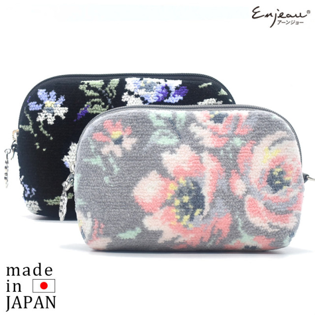 Enjeau(アーンジョー)：ローズソフィア シェニール織 ミニポーチ ※ネコポス便発送