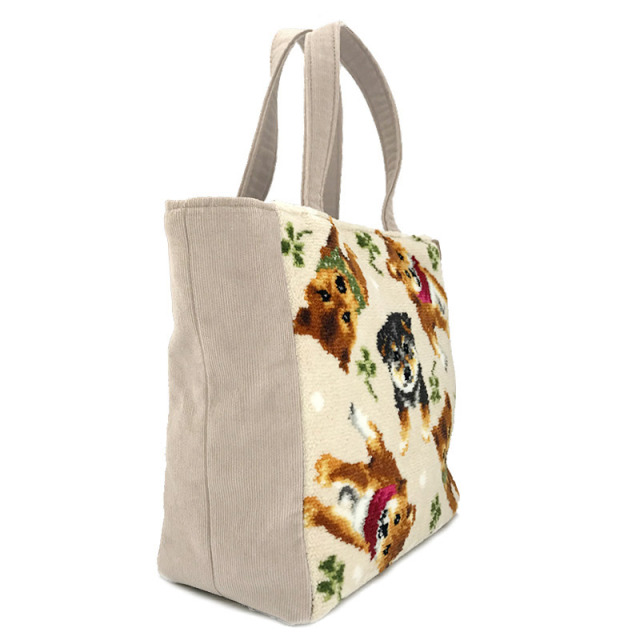 柴犬 シバ犬 総柄 トートバッグ シェニール織 日本製 お散歩バッグ