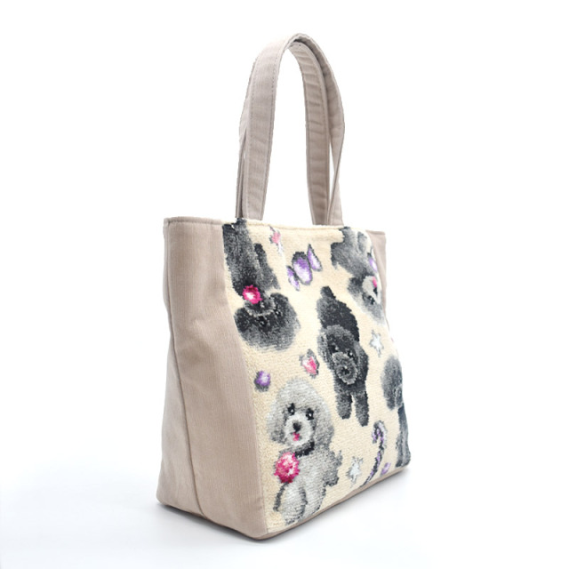 559-75-12 ブラックタン シルバープードル 犬柄 トートバッグ