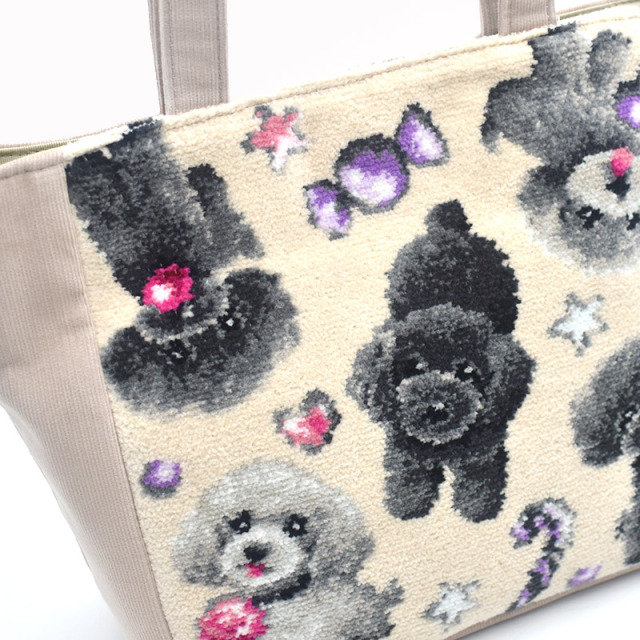 559-75-12 ブラックタン シルバープードル 犬柄 トートバッグ