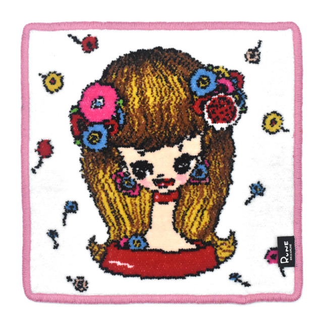 内藤ルネ ハンカチ 花飾りと少女