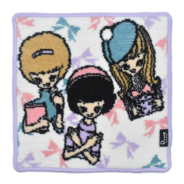 RUNE 内藤ルネ × アーンジョー：3人の少女 ハンカチ 23cm ※ネコポス便