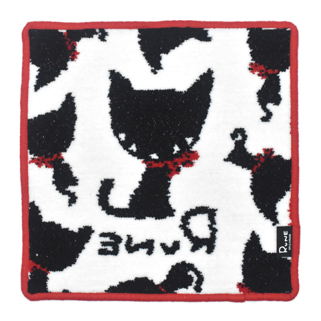 りんりん様☆ネコちゃんパネル☆ 【ハンカチ受付】 RUNE 内藤ルネ × アーンジョー：クロネコ ハンカチ 23cm ※ネコポス便