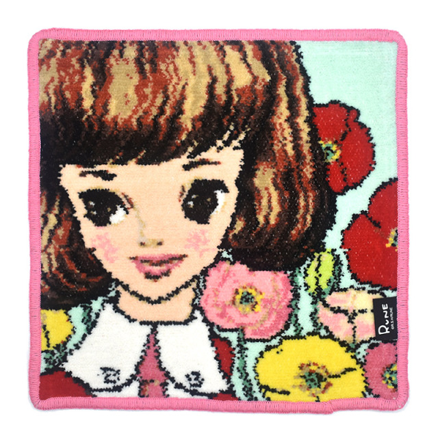 584-51-1t ポピーと少女 内藤ルネ シェニール織 ハンカチ
