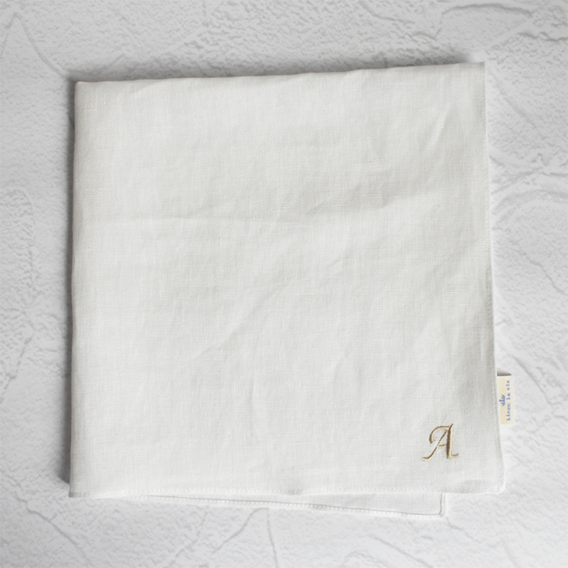 810-5111 リネンラヴィ イニシャル　リネンハンカチ ゴールド