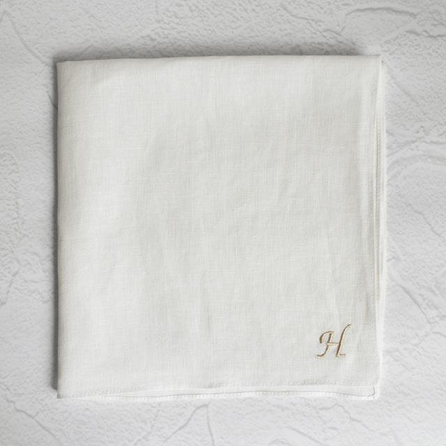 810-5111 リネンラヴィ イニシャル　リネンハンカチ ゴールド